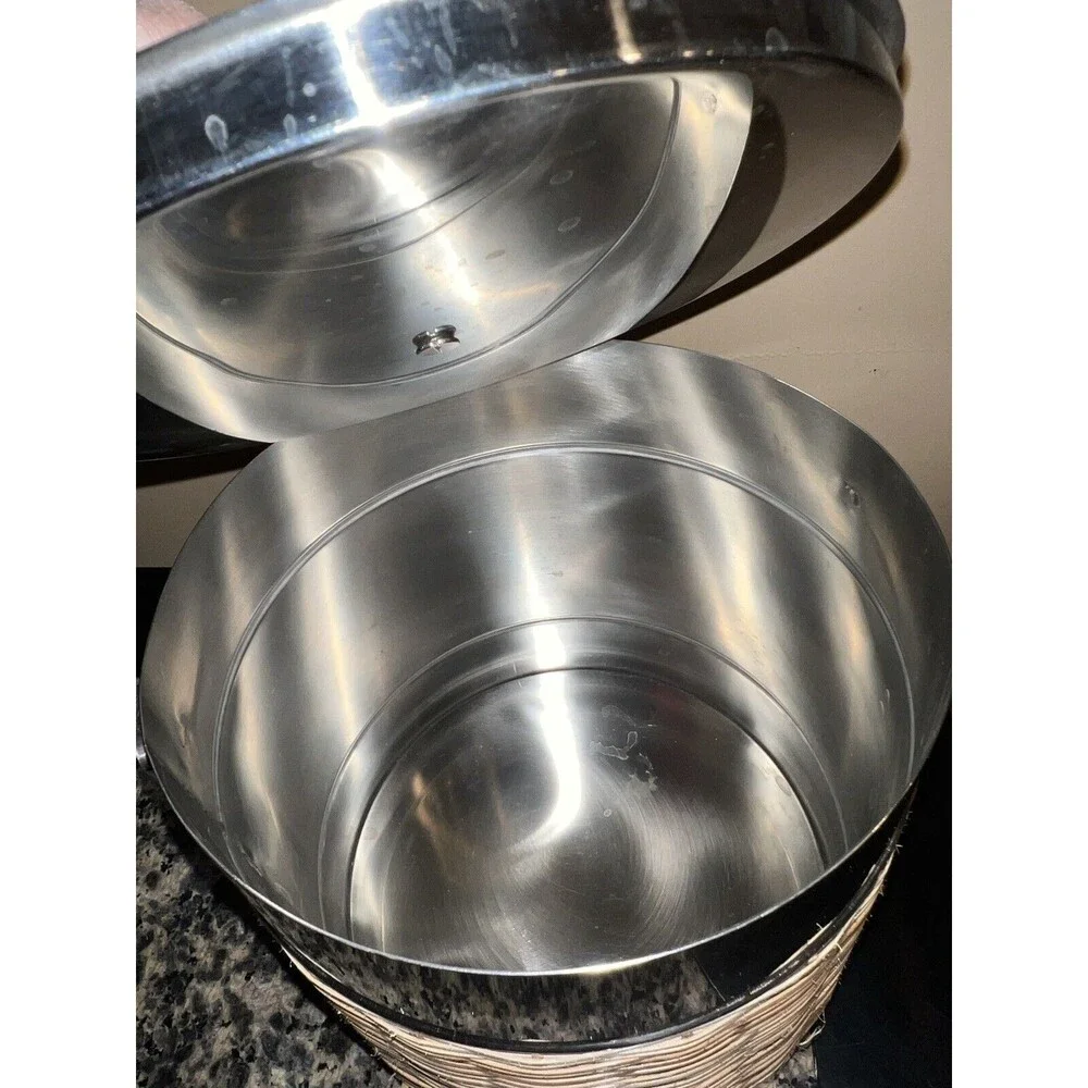 Tommy Bahama Ice Bucket Stainless Steel Basket Weave Nautical Bar